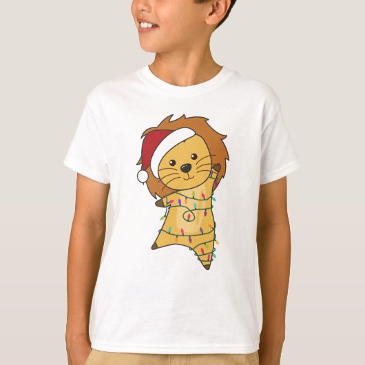 Lion Kerstmis Winterdieren Lons T-shirt (Voorkant)