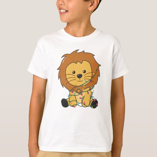 Lion Kerstmis Winterdieren Lons T-shirt (Voorkant)