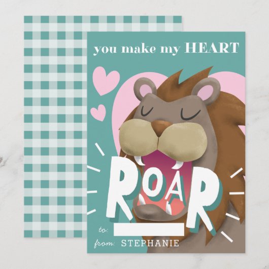 Lion Kinder Classroom Valentijnsdag Feestdagenkaart (Voorkant / Achterkant)