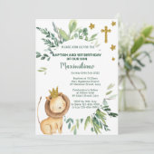 Lion King 1-jarig baptisme uitnodiging. Kaart (Staand voorkant)