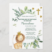 Lion King 1-jarig baptisme uitnodiging. Kaart (Voorkant / Achterkant)