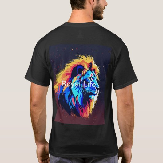 Lion King Basic T-shirt: Omarm het koninklijk leve T-shirt (Achterkant)