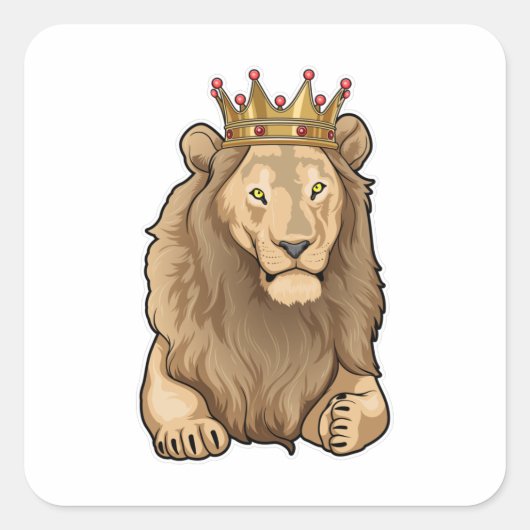 Lion King Crown Vierkante Sticker (Voorkant)