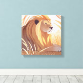 Lion King | Mannelijke Leeuw Natuur Dier Waterverf Canvas Afdruk (Insitu (Houten vloer))