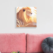 Lion King | Mannelijke Leeuw Natuur Dier Waterverf Canvas Afdruk (Insitu (Woonkamer))