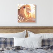 Lion King | Mannelijke Leeuw Natuur Dier Waterverf Canvas Afdruk (Insitu (Slaapkamer))