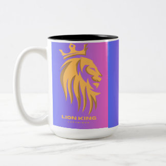 Lion King Mug - Golden Lion with Crown Coffee Mug Tweekleurige Koffiemok