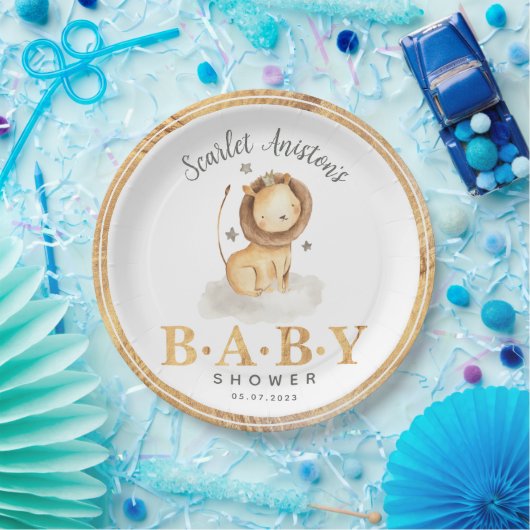 Lion King Safari Waterverf Baby shower Papieren Bordje (Feest)