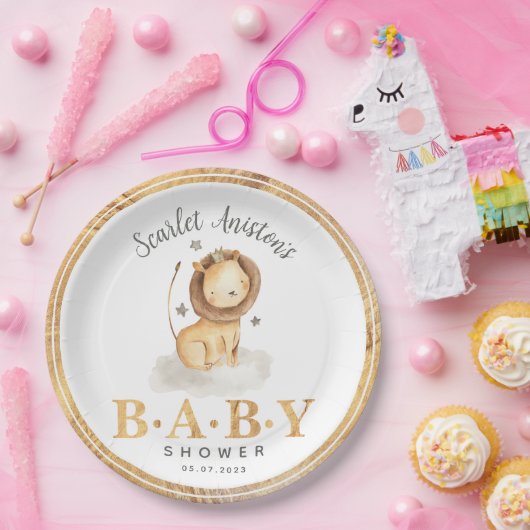 Lion King Safari Waterverf Baby shower Papieren Bordje (Feest)