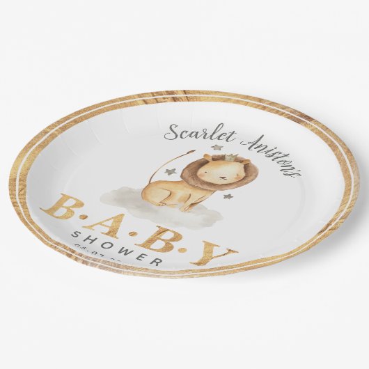 Lion King Safari Waterverf Baby shower Papieren Bordje (Gekanteld)