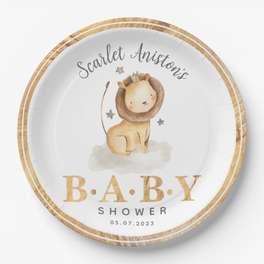Lion King Safari Waterverf Baby shower Papieren Bordje (Voorkant)
