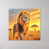 Lion King Savanna Sunset Design Canvas Afdruk (Voorkant)