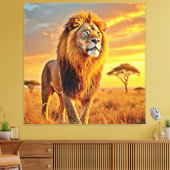 Lion King Savanna Sunset Design Canvas Afdruk (Insitu (Woonkamer))