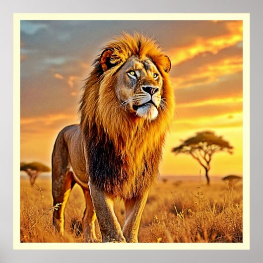 Lion King Savanna Sunset Design Poster (Voorkant)