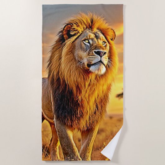 Lion King Savanna Sunset Design Strandlaken (Voorkant)