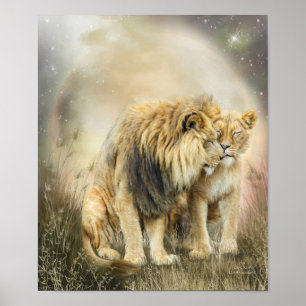 Lion Kiss Art Poster/Afdruk Poster