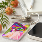 Lion Kleurrijke Prismatische Pop Art Design-62501 Sleutelhanger (Voorkant Rechts)