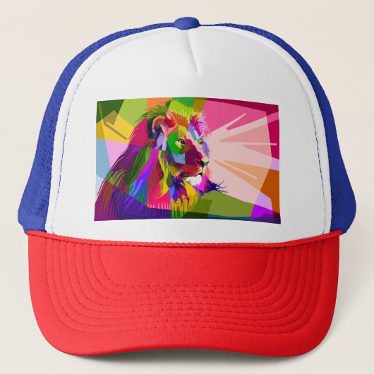 Lion Kleurrijke Prismatische Pop Art Design-62501 Trucker Pet (Voorkant)
