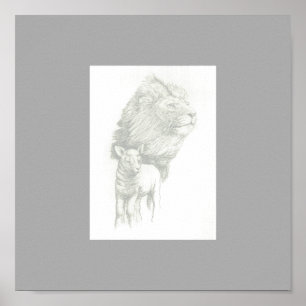 Lion & Lamb afdrukken Poster
