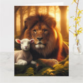 LION & LAMB Christelijk leeg Wenskaart Kaart (Gele Bloem)