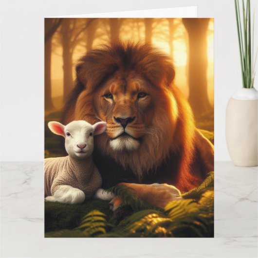 LION & LAMB Christelijk leeg Wenskaart Kaart (Voorkant)
