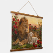 Lion & Lamb in the Roses Hangend Wandkleed (Gebogen)