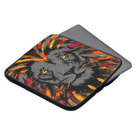 Lion Laptop Hoesje | Illustratie van Oranje leeuwe Laptop Sleeve