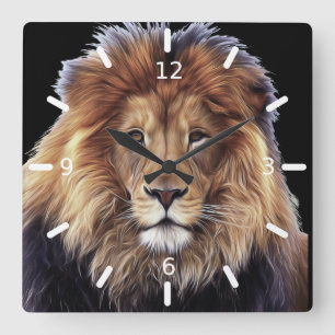 Lion Large Clock Vierkante Klok