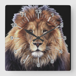Lion Large Clock Vierkante Klok