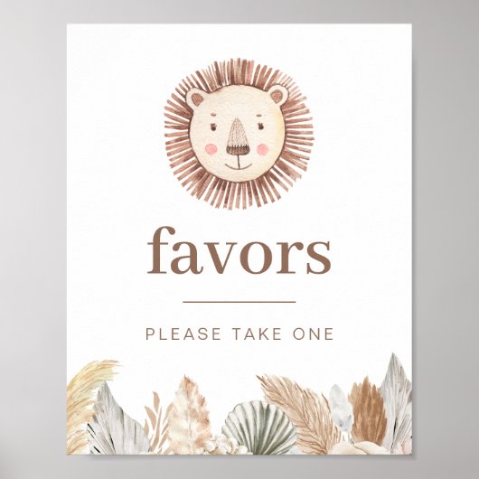 Lion Leaf Neutral Favors Sign Poster (Voorkant)