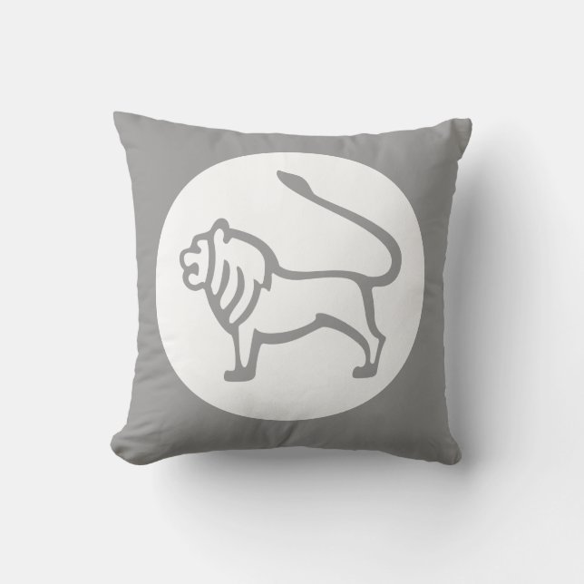 LION/LEO HOROSCOOP op GRIJZE kussen (Voorkant)