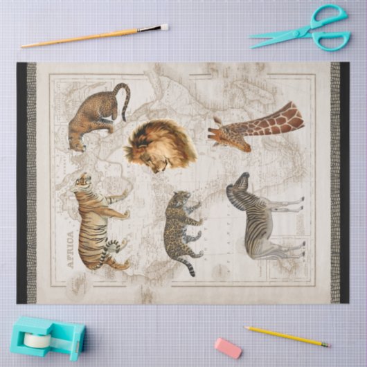 Lion Leopard Giraffe Afrika kaart ontkoppeling Tissuepapier (Craft)