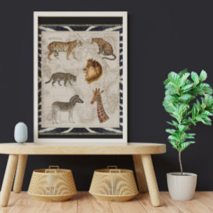 Lion Leopard Zebra Africa  Map Decoupage Tissuepapier