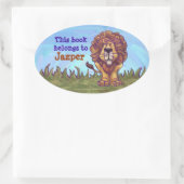 Lion Library Bookplaat Ovale Sticker (Tas)