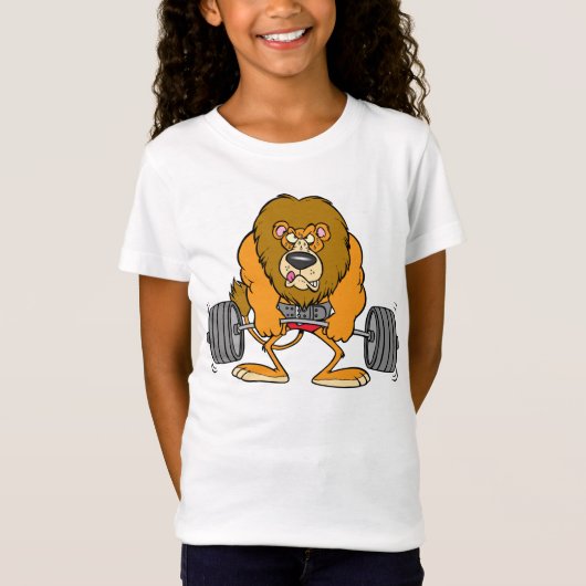 Lion Lifing Weights Girls T-Shirt (Voorkant)