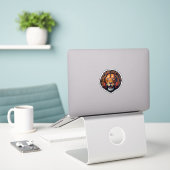Lion Lifting Dumbbell Sticker (Laptop op bureau)
