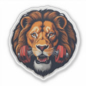 Lion Lifting Dumbbell Sticker (Voorkant)