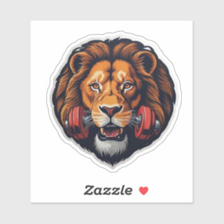 Lion Lifting Dumbbell Sticker