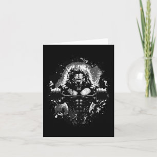 Lion Lifting Gewichten Gym Beast Workout Spieren B Kaart