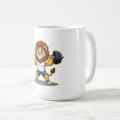 Lion Lifting Light Weights – Cute Gym Animal Illus Koffiemok (Voorkant rechts)