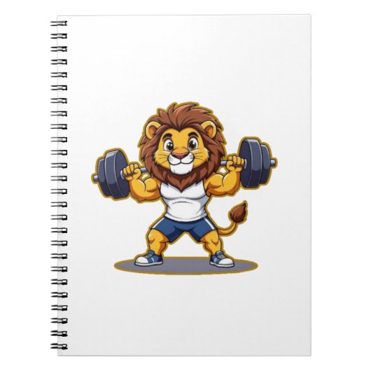 Lion Lifting Light Weights – Cute Gym Animal Illus Notitieboek (Voorkant)