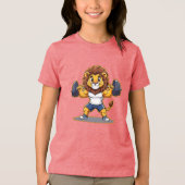 Lion Lifting Light Weights – Cute Gym Animal Illus Tri-Blend Shirt (Voorkant)