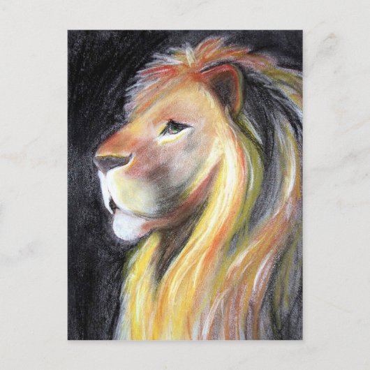 Lion Lion Profiel Leo Portrait Charcoal Tekening Briefkaart (Voorkant)