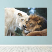 Lion & Lioness Canvas afdrukken (Insitu (Houten vloer))