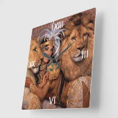 Lion Lioness Oerwoud Princess Wall Clock Vierkante Klok (Hoek)