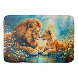 Lion Lioness wilde katten natuur houden van dieren Badmat