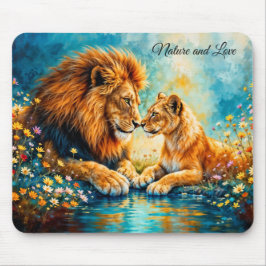 Lion Lioness wilde katten natuur houden van dieren Muismat