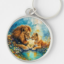 Lion Lioness wilde katten natuur houden van dieren Sleutelhanger
