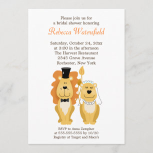 Lion & Lionness 5x7 Bridal Shower Uitnodiging