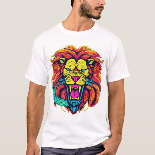 Lion logo mode ontwerp T shirt ontwerp (Voorkant)